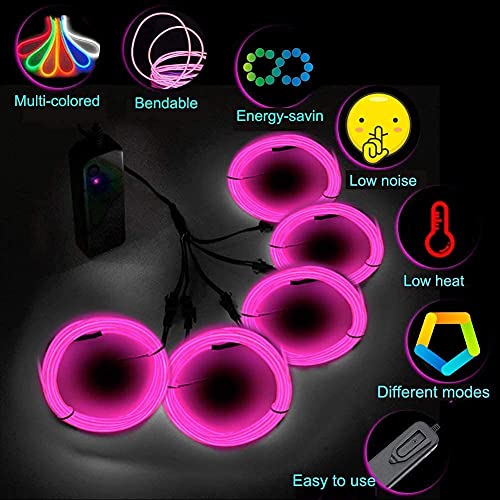 Image of MaxLax EL Wire Pink, Neon Wire Light 5 in 2 Meter, Electroluminescent Wire for Halloween Decoration, Christmas Party, DIY Decoration