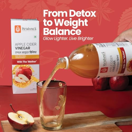 Image of Krishna's Apple Cider Vinegar With The Mother, Raw, Unfiltered & Unpasteurized For Improve Digestion & Boosts Metabolism - 500 ml (Pack of 1)