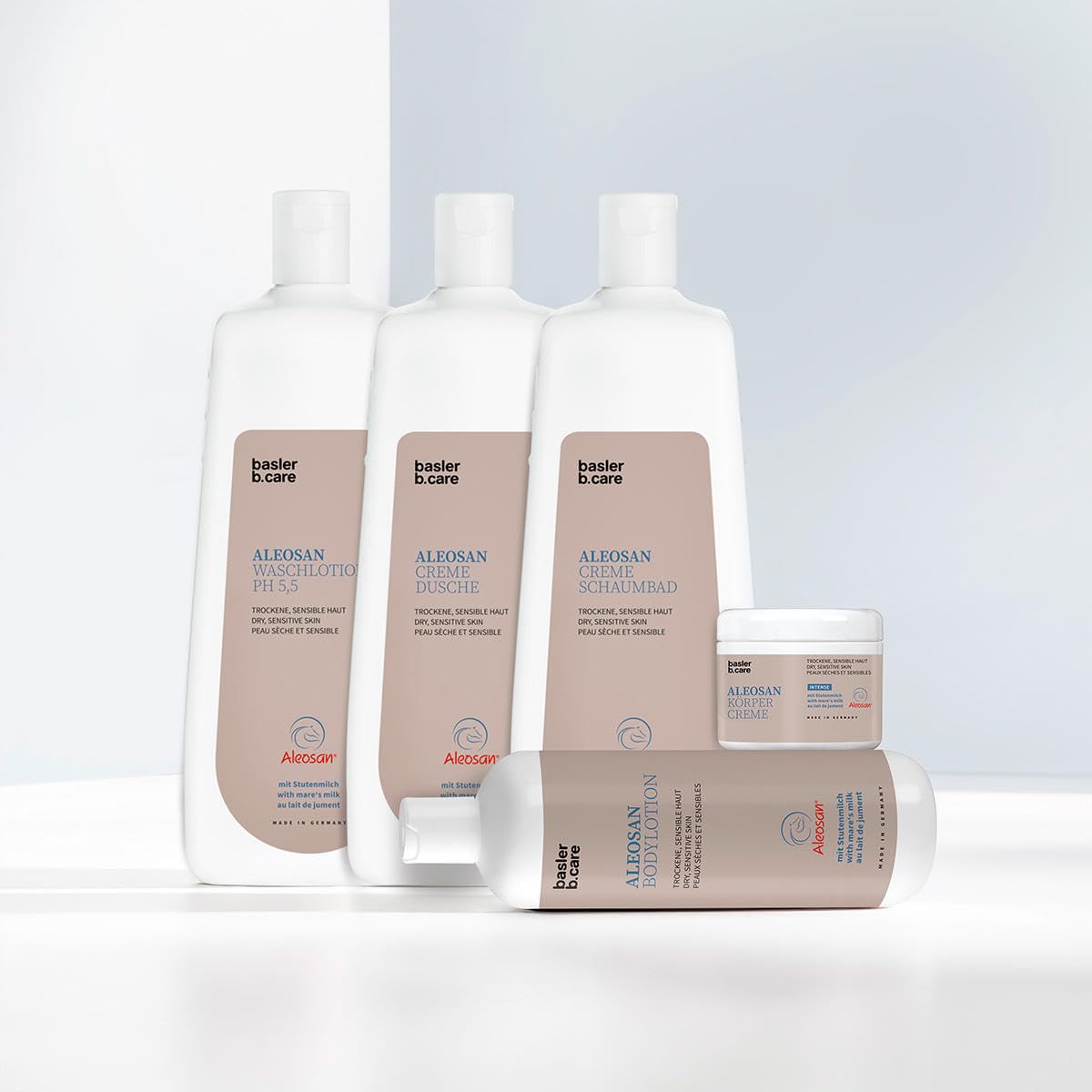 basler Aleosan Stutenmilch Creme-Duschbad Sparflasche 5 Liter - Ergiebige Größe | Duschbad empfindliche Haut
