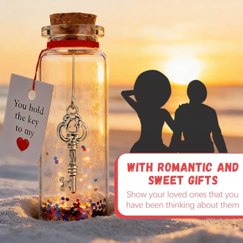 2 Stück Liebes Geschenks für sie, Geschenk Für Partner, Valentinstagsgeschenk, Dekoartikel and Dekorative Kugeln Jahrestag Geschenk (You Hold The Key to My Heart, Love Bottle)