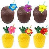 Farbe: Wie gezeigt QFDM DIY Dekoration Ananaskokosnussbecher Saft-Tasse Party Dekoration Partydekoration (Color : 6Pcs Mix Cup Straw)