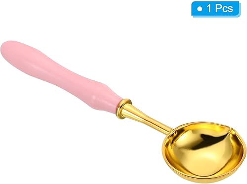 Miniatura 3 de PATIKIL Cuchara de sellado de cera de 4 pulgadas, cuchara de fusión de sellado de cera de latón, mango largo vintage de madera para sello de cera,
