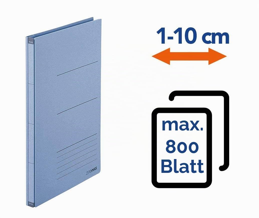 PLUS Japan, Zero Max Platzsparordner in Blau, 3er Pack (1 x 1 Ordner)