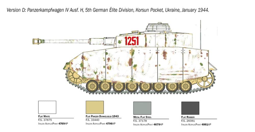 Italeri 6578S Pz.Kpfw. IV Ausf. H, scala 1:35, plastic model kit, modello in plastica da montare, modellismo, mezzi militari, Grigio