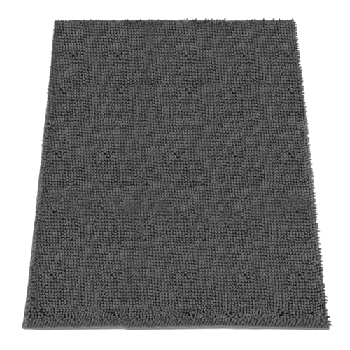 Image of Absorbent Dog Door Mat for Muddy Paws, 60 inch x 48 inch Chenille Indoor Mats for Entryway, Trap Dirt Front Door Mat Indoor Entrance Washable Non Slip Soft Dark Grey
