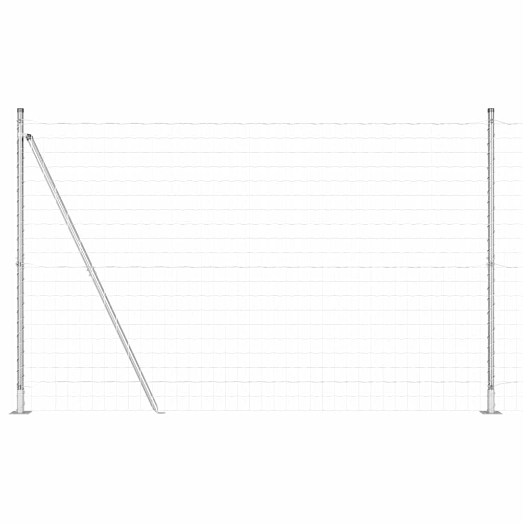 Steel Garden Fence Panel with Post Silver 1.5 x 10 m Outdoor Boundary Kit Weather Resistant for Patio Terrace Pet Enclosure Modern Style Security Barrier