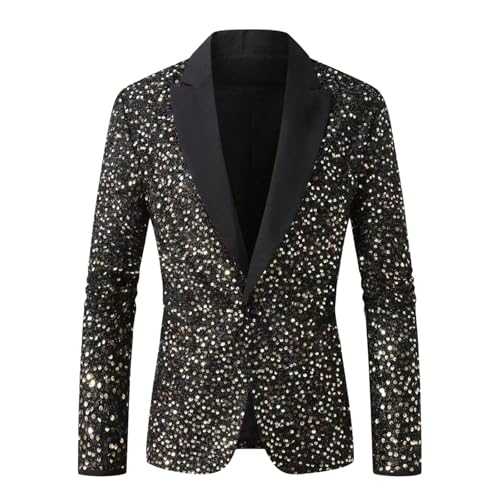 Veste à paillettes homme manche longue tenue de fête brillante