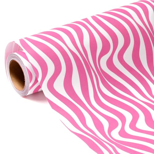 MAYPLUSS Pink Zebra Wrapping Paper, 17IN X 16.5FT Girl Gift Wrap Paper