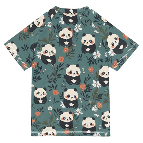 ALAZA Kids Rash Guard Boys Toddler Swim Shirts Short Sleeve Cute Panda UPF 50+ 3T2