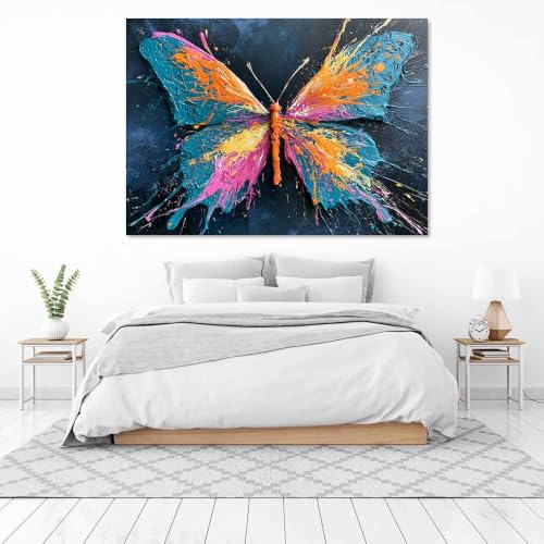 Toile papillons néon multicolore 70x100cm impression haute définition murale - 3