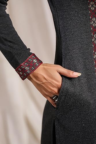 Image of Ishin Women's Polyester Regular Fit Tunic Geometric Regular Shirt