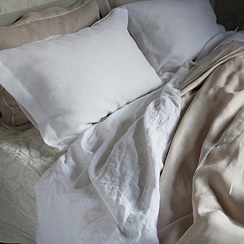 Drap en lin grand lit 275x295 cm Linenme Washed écru drap plat respirant
