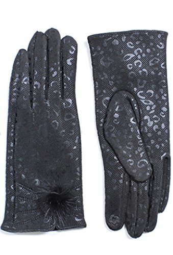 LL Womens Warm Touch Screen Gloves for Smartphone Texting- Fleece Lined, Many Styles (Small/Medium, BlackLeopard)