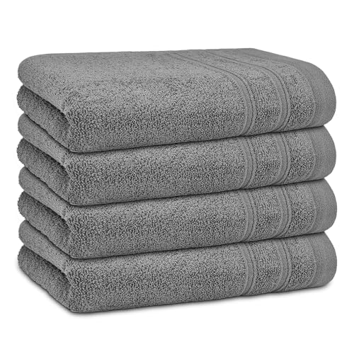 DECASATEXTIL - Juego Toallas de Lavabo 4 Unidades 100% Algodón 450gr, Tamaño 50x100cm - Toallas Manos - Toalla Suave y Duradera para Secar Tus Manos y Rostro (Gris)