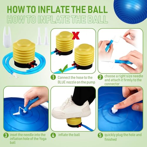 Image of Leyndo 8 Pcs 26 Inch Yoga Exercise Ball Pilates Pregnancy Birthing Fitness Ball with Quick Pump Anti Burst for Improved Posture Balance Yoga Pilates Training