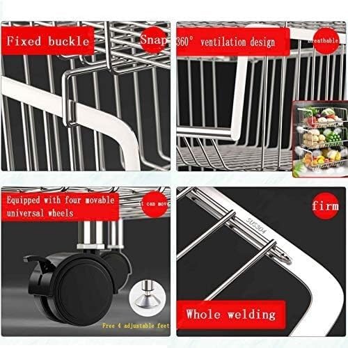 Cestini portaoggetti in filo metallico su ruote, carrello impilabile per cucina, bagno, soggiorno e camera da letto, soluzione versatile per la casa e la spesa