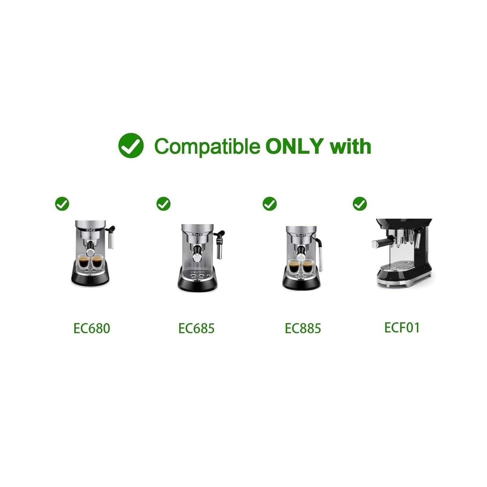 Portafiltro De Café Sin Fondo,Compatible Con Delonghi EC680 / 685 51mm | 3 Orejas Accesorios De Filtro De Mango De Cafetera Espresso A Prueba De Fugas Antideslizante(Black wood)