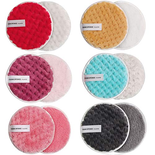Luxsea 6Pcs Makeup Remover Pads Reusable Makeup Remover Pads for Cleansing, Round Soft Makeup Remover Cloth Makeup Remover Cloths Reusable Washable Makeup Removal Wipes Birthday Gifts for Women