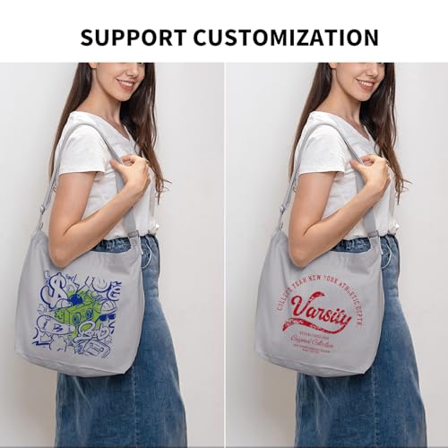 Image of Women's blank large Size Canvas Crossbody Tote Handbags Shoulder Bag Hobo Casual Tote Diy /gifts