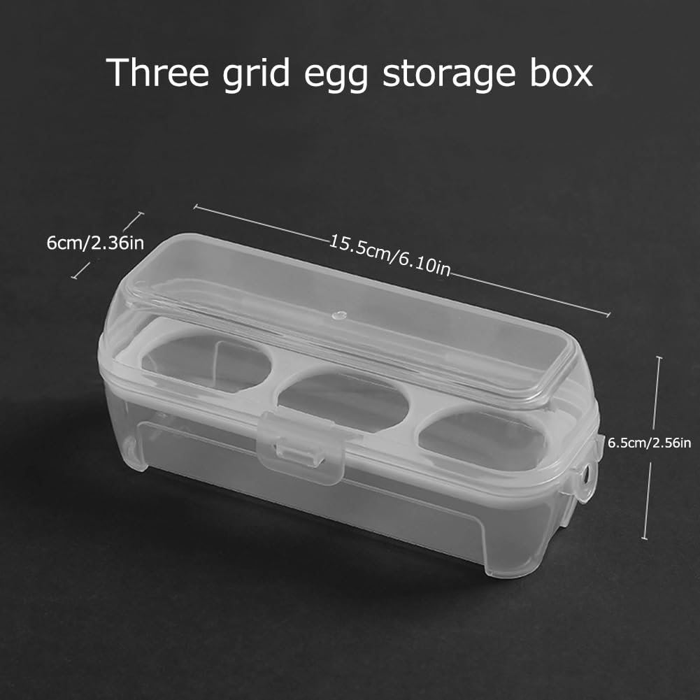 Hueveras, Organizador de Huevos de Cocina portátil y Duradero de plástico Transparente con Tapa de Rejilla de 3/4/8"(3 Cells)