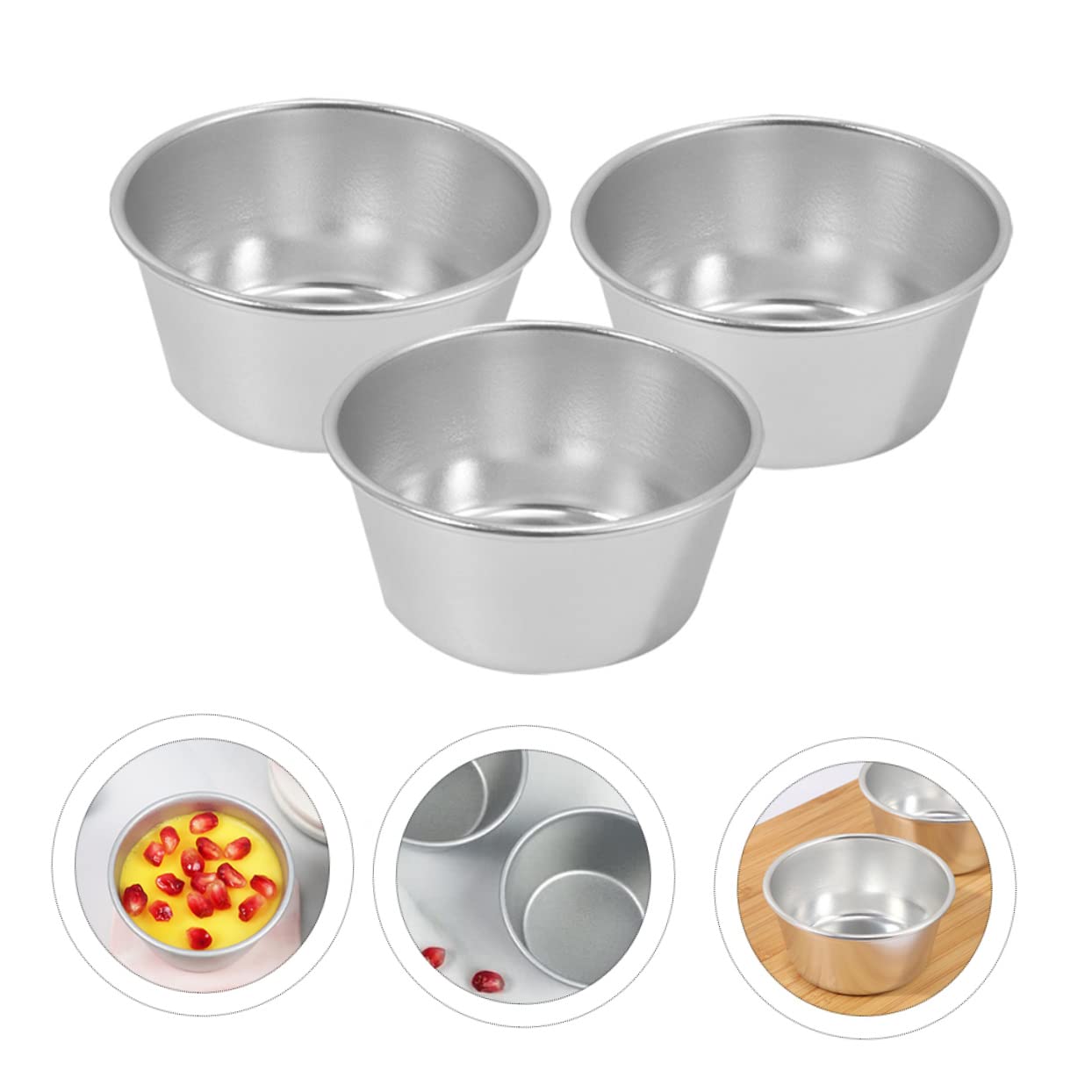 Amosfun Moule à Tartelettes aux Œufs 3 Pièces en Acier au Carbone Argenté | Moule à Pâtisserie Maison, Résistant aux Hautes Températures et Imperméable, Usage Boulangerie