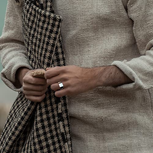 Mens 925 Sterling Silver Signet Rings, 9MM High Polished Rings for Men, Size 7-123