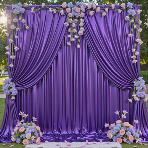 Image of 10x10 Wrinkle Free Purple Sequin Backdrop Curtain for Parties-Thick Not Fall-Off Glitter Backdrop Drapes-2 Panels 5x10ft Shimmer Photo Back Drop Cloth for Wedding Birthday Photography Background