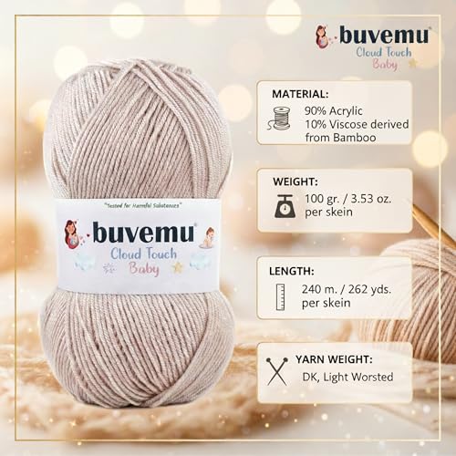 Image of Cloud Touch Baby - DK Weight Soft Anti-Pilling Yarn for Baby Clothes, Blankets & Amigurumi Crochet & Knitting, 90% Acrylic 10% Viscose derived from Bamboo, 3.53 Oz / 262 Yards (Terracotta, 1 Pack)
