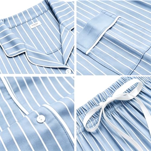 Image of SWOMOG Womens Button Down Pajamas Set Short Sleeve Sleepwear Bride Soft Pj Lounge Sets XS-3XL