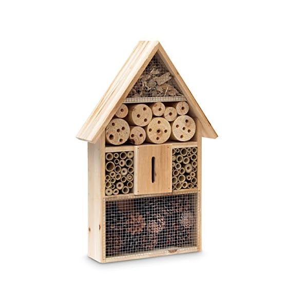 Relaxdays Insektenhotel HBT 48 x 31 x 10 cm Bienenhotel aus Naturmaterialien als Unterschlupf für Käfer, Bienen, Wespen…