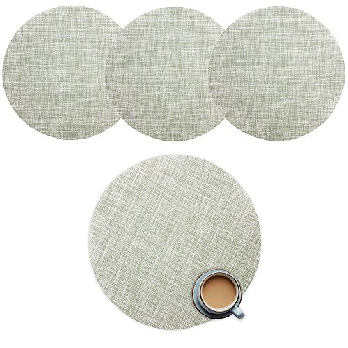Willdo Manteles individuales redondos, Lavables PVC Dining Table Mats antideslizante resistente al calor Vinyl Table manteles individuales Juego de 4(Green)