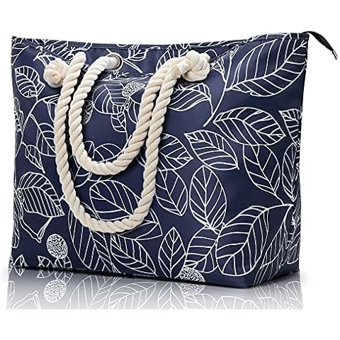 KALIDI Große Strandtasche mit Reißverschluss Wasserdicht Badetasche Strandtasche XL Familie Beach Tote Bag Cover