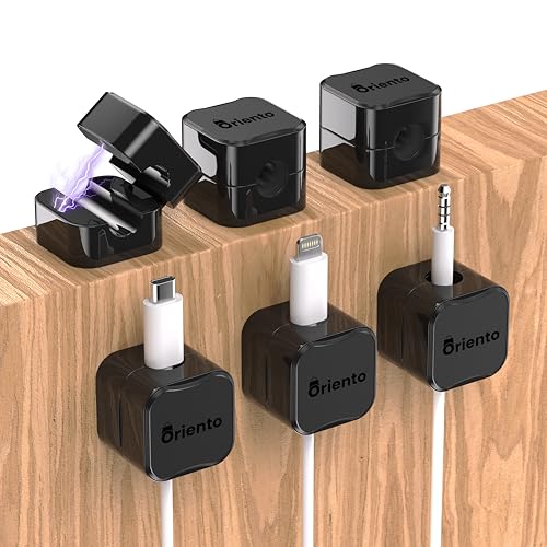 Oriento 6 Pack Magnetic Cable Clips, Adjustable Magnetic Cord Organizer Stick On, Magnetic cord holder for Desk Nightstand - Image 2