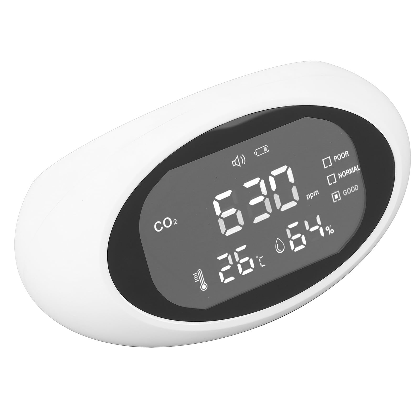 Detector de CO2, Detector de CO2, Detector de Dióxido de Carbono Pantalla LCD HD Probador de Calidad del Aire para Hogares Oficinas de Viajes Aulas, Alarma de Humo de Gas