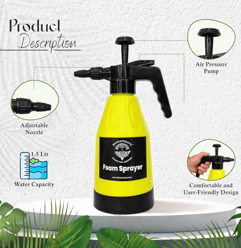 Image of 1.5L Pressure Spray Pump with Adjustable Nozzle,Leak-Proof Compression Sprayer for Watering, Fertiliser & Pesticide, Garden Lawn Plant Care And 800 Gsm Microfiber Cloth For Cleaning(Combo)