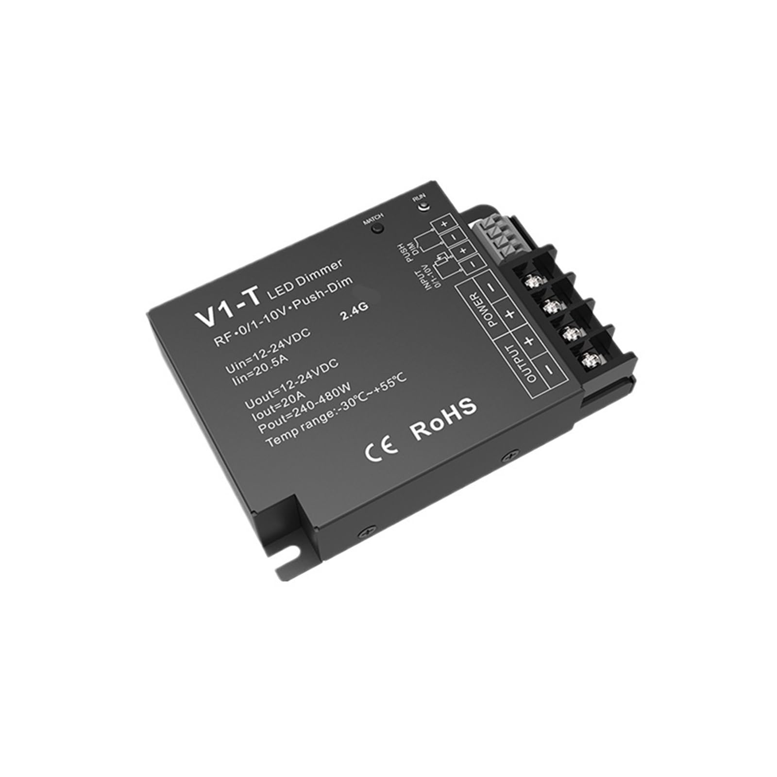 Regulador de intensidad 12V-24VDC V1-T 20A atenuador para tiras LED monocolor Push-Dim