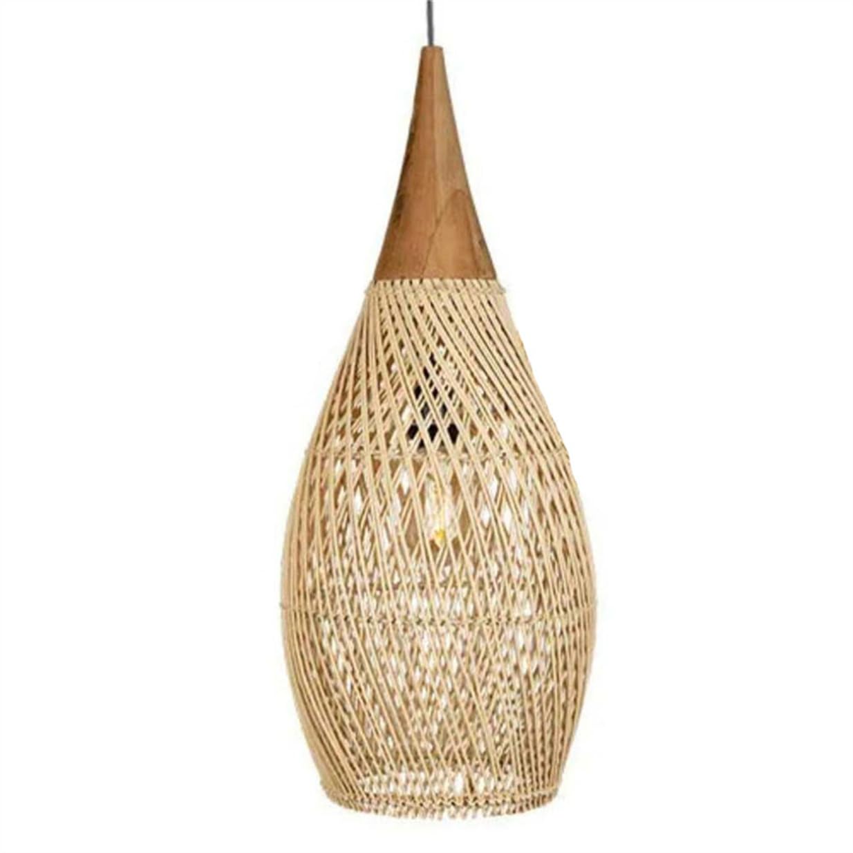 SHUANGZ Japanese Country Rattan Pendant Light Dome Foyer Wicker Fixtures Unique Rattan Lantern Minimalist Wicker Rattan Art Pendant Lamps for Dining Room, Bedroom, Living Room, Entryway (1pack)