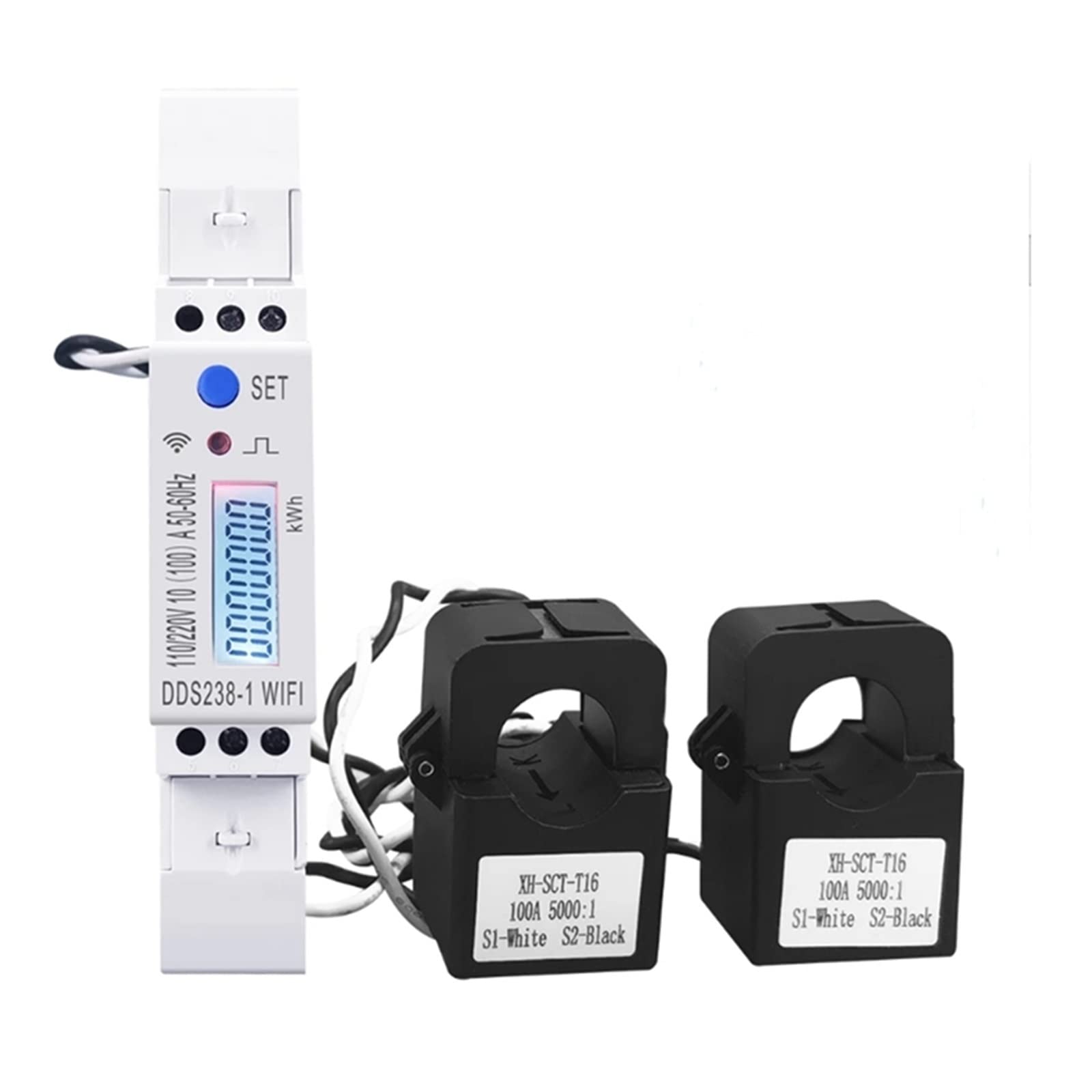 Medidor De Consumo Electrico, 2 Fases 3 Cables 100A Carril DIN 18Mm Tuya medidor de energía Inteligente Monitor de Consumo de energía medidor Kwh vatímetro, Fácil de Instalar
