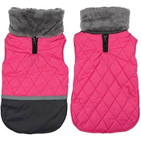 Yealay Lightweight Dog Winter Coat, Warm Reversible Pet Jacket with Harness Hole Waterproof Reflective Cold Weather Dog Vest for Small Medium Large Dogs (XL Chest Girth: 65-76cm (25.59-29.9in), Pink) Cover