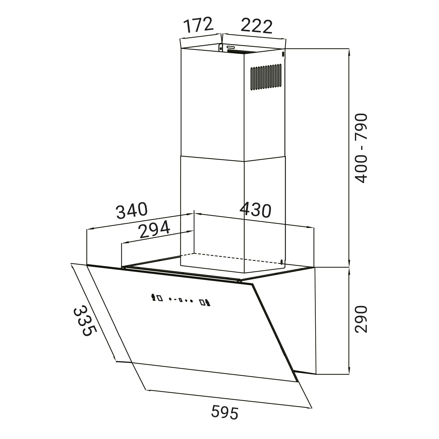 KKT KOLBE BASE6002W - Cappa aspirante da 60 cm A+++ | scarico dell'aria di ricircolo | protezione da parete | bianco | metallo | illuminazione a LED | controllo gestuale | SensorTouch | filtro ai