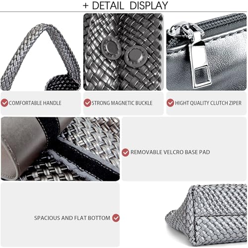 Image of JINMANXUE Woven Tote Bag for Women, Fashion Hobo Handbag, Travel Top-handle Shoulder Bag, Beach Underarm Bag with Purse