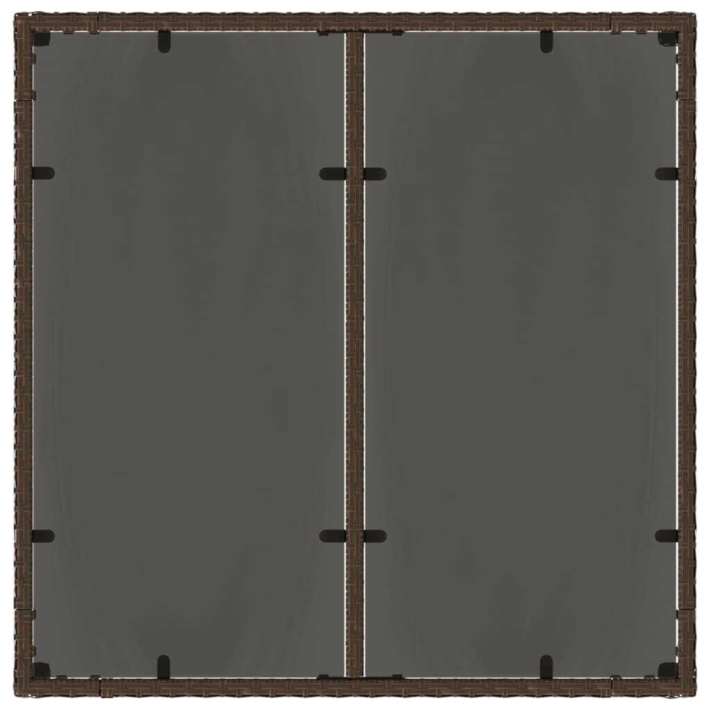 Stół ogrodowy Brązowy szklany blat 90 x 90 x 75 cm polirattanowy stół prostokątny metalowa rama blat z efektem drewna do ogrodu