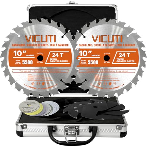 10'' Stacking Dado Blade Set, 24-Tooth, 5/8-Inch Arbor, 23 Pieces