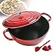 CHFQ Olla Redonda esmaltada para hornos holandeses, Horno holandés de Hierro Fundido esmaltado, cazuela para cocer al Vapor, Hornear, saltear, Asar a Fuego Lento, Rojo, 26 cm