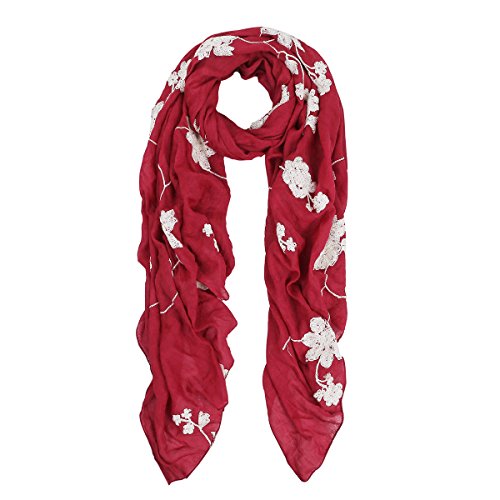 TrendsBlue Premium Elegant Lace Floral Embroidered Scarf Wrap