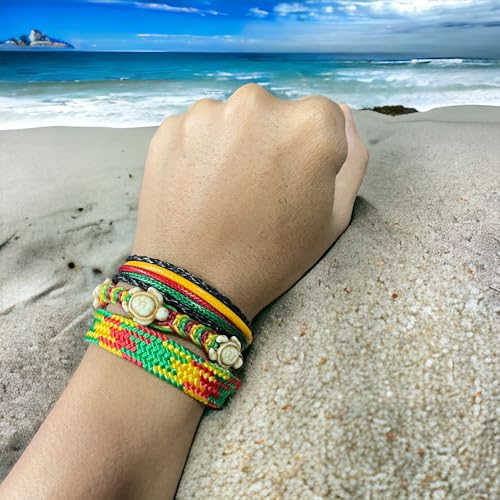 LAVIP Leather Rasta Plaided Hippie Braid Bracelet Cord Hemp Handmade Reggae Jamaican Hawaiien Style for men women3