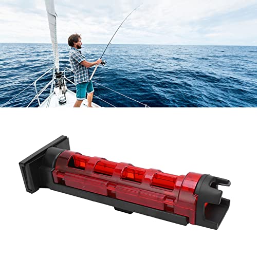 Support de canne à pêche rouge vertical avec base pour boîte et accessoires
