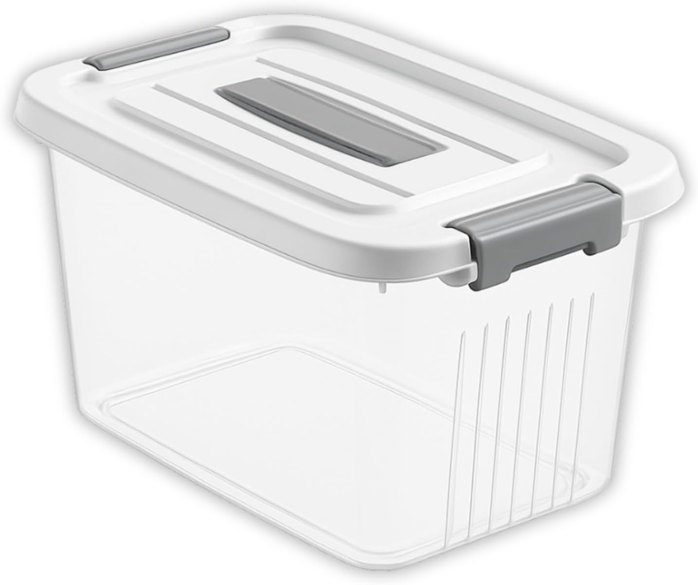 KREPS® Plastic Storage Bins With Latching Lids Stackable Containers, Large Storage Box For Bedroom, Basement, Classroom, Camping, Office (TRANSPARENT, LARGE - 14.5 X 10.5 X 8.2 INCH, PACK OF - 1)