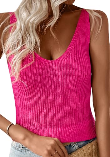DIACACY Women's Stretch Halter Neck Vacation Sweater Vest Comfort Knit Ribbed Tank Top Fashion Breathable Shirts
