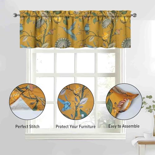 Image of Lemon Kitchen Curtains 3 Piece Set Tier Valance Window Decor | 3 Piece Kitchen Curtain Set Includes 54x18in Valance and Two 27.5x36in Tier Curtains for Kitchen, Bedroom and Living Room